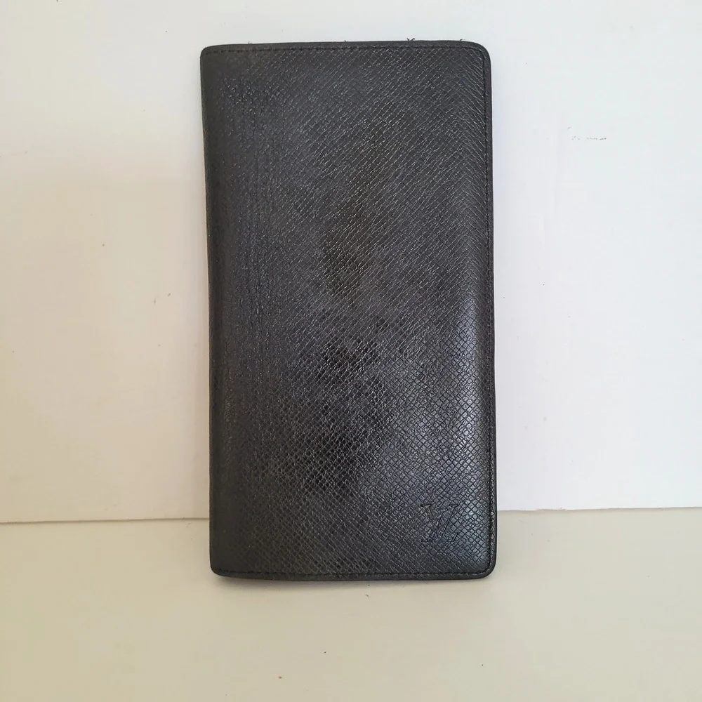 Louis Vuitton Wallet Taiga Leather Ardoise Black Long Bifold TA2141
